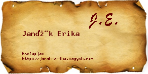 Janák Erika névjegykártya